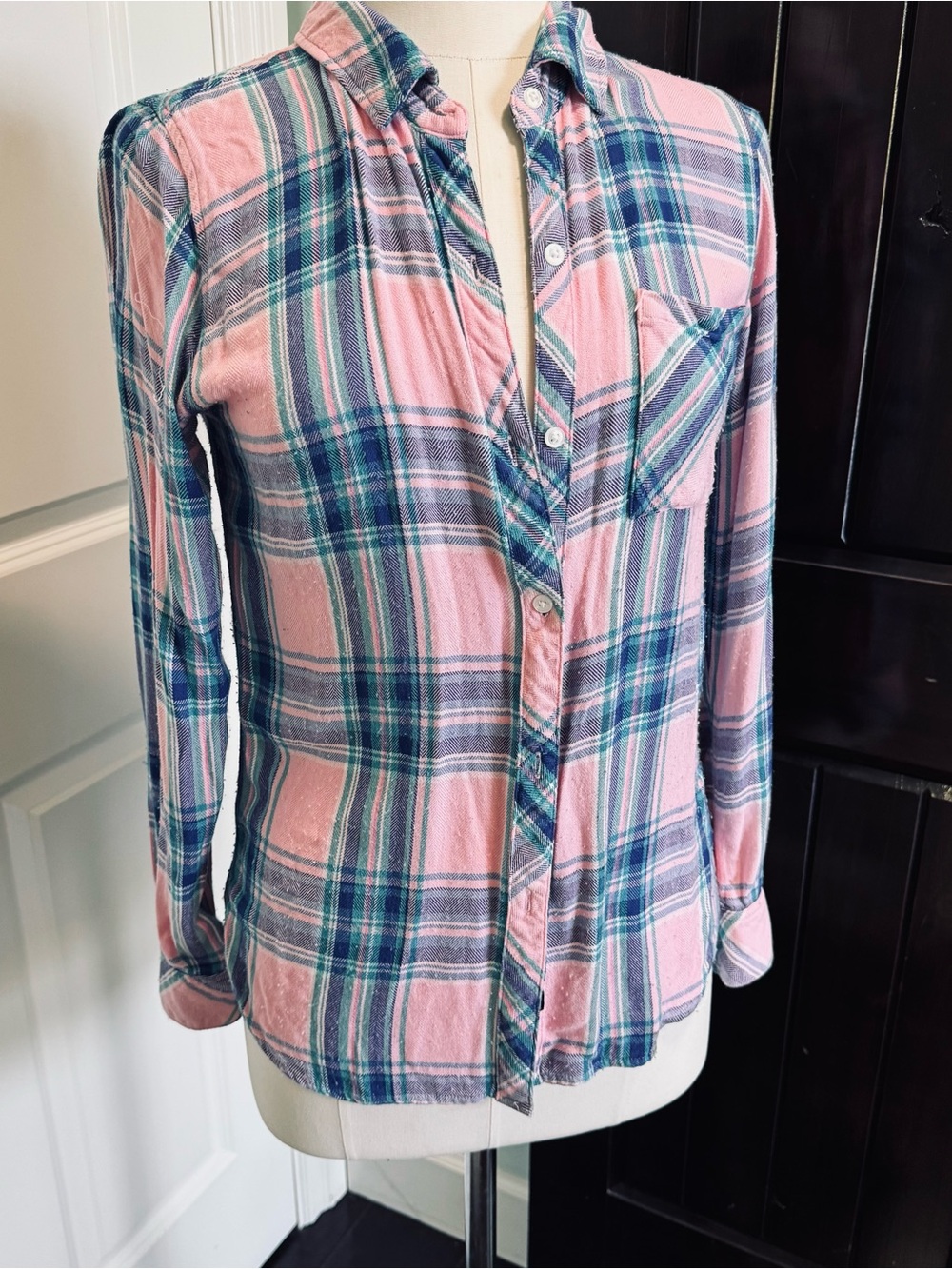 Rails Hunter Pink and Blue Plaid bubblegum Button-Down Shirt